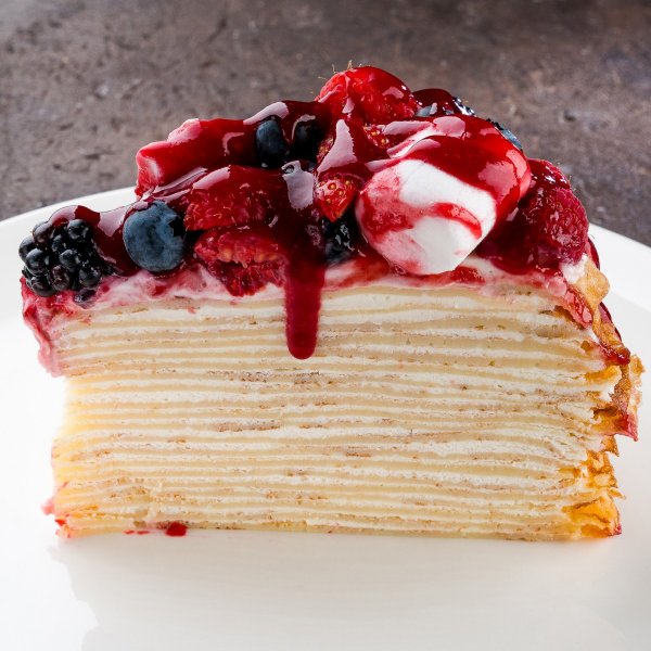Crepe cake with berries